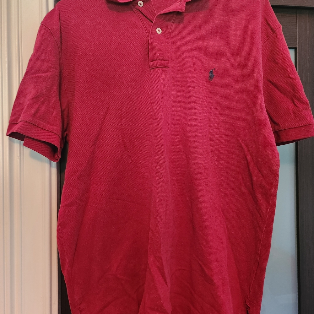 Polo Ralph Lauren Men's Color Red  Short Sleeve Polo Shirt - Size M, Blue Pony